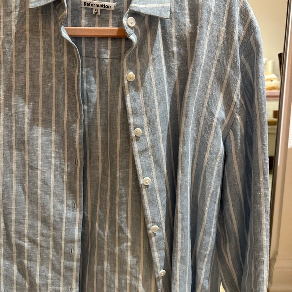 Reformation button up striped oversized long sleeve - Picture 4 of 4